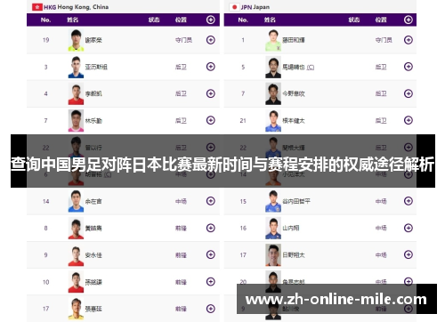 查询中国男足对阵日本比赛最新时间与赛程安排的权威途径解析 查询中国男足对阵日本比赛最新时间与赛程安排的权威途径解析