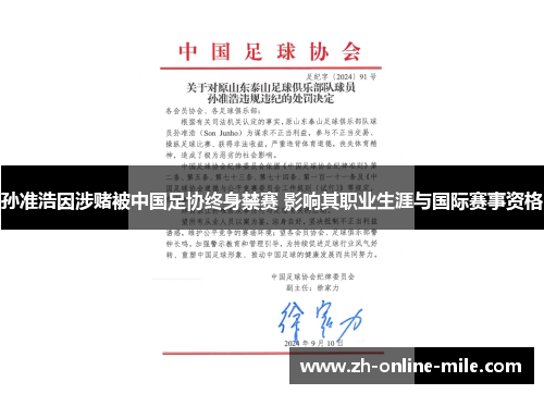 孙准浩因涉赌被中国足协终身禁赛 影响其职业生涯与国际赛事资格 孙准浩因涉赌被中国足协终身禁赛 影响其职业生涯与国际赛事资格